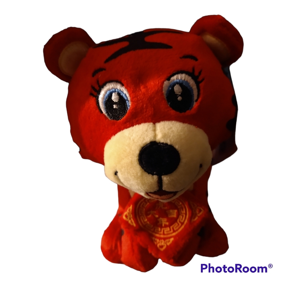 Lunar New Year Plush Red Tiger w Opened Eyes & Red Envelope